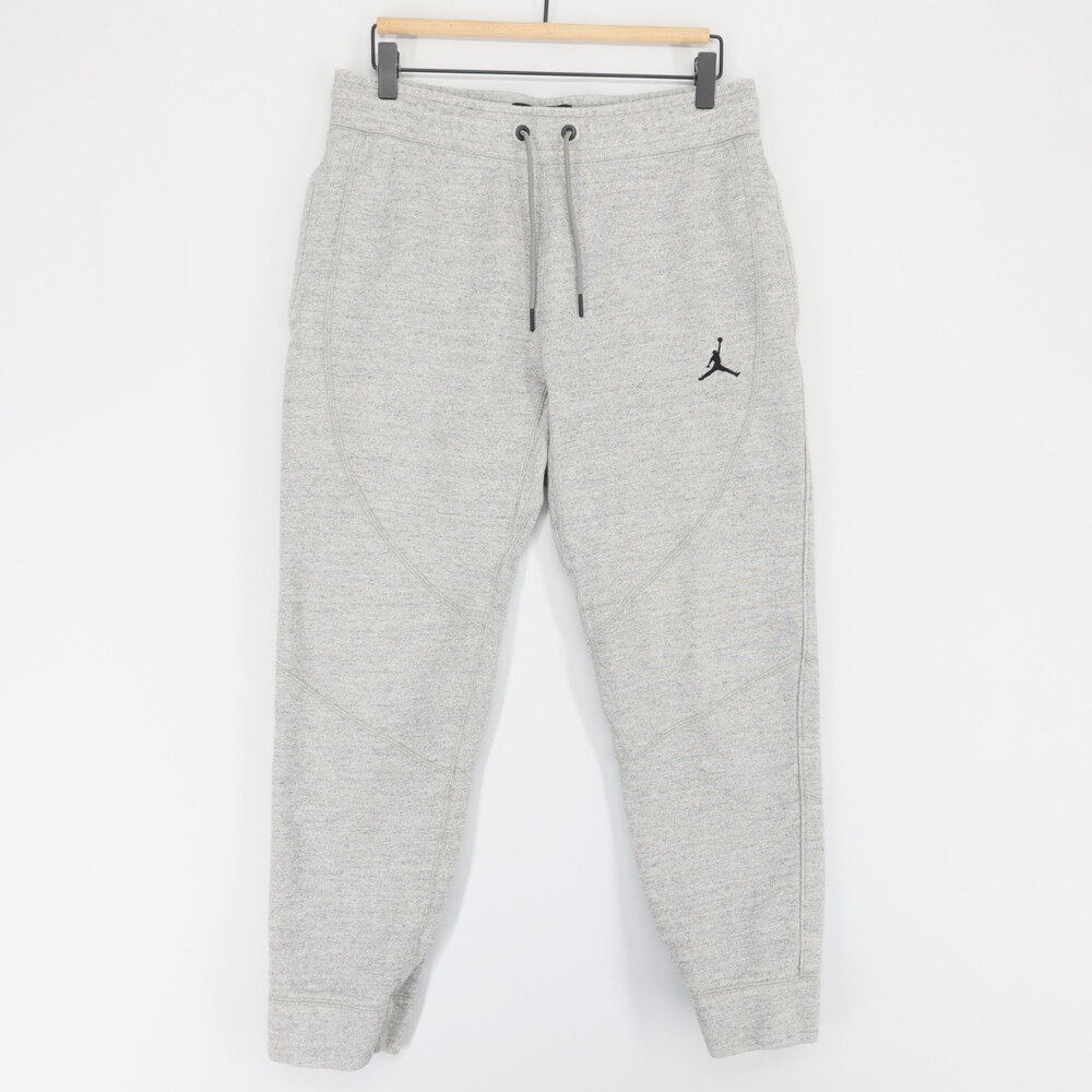 Jordan Wings Pants Mens L Gray Heather Fleece Joggers Sweatpants Drawstring